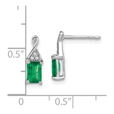 14K White Gold Emerald & Diamond Dangle Earrings – view 4