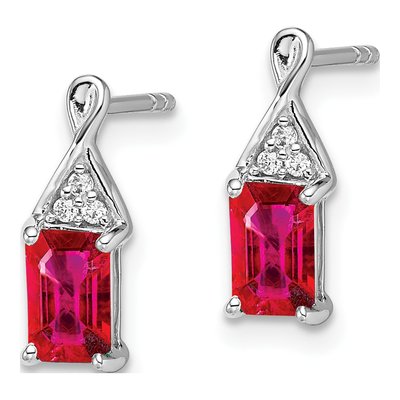 14K White Gold Ruby & Diamond Dangle Earrings – view 2