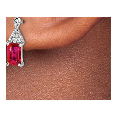 14K White Gold Ruby & Diamond Dangle Earrings – view 3