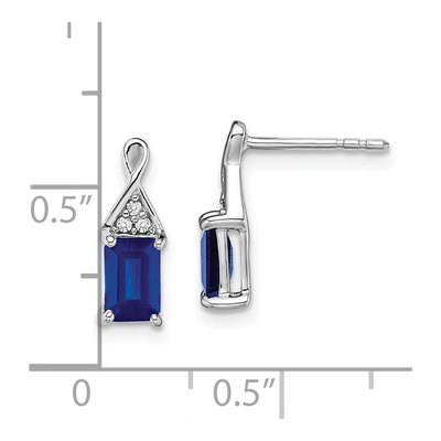 14K White Gold Sapphire & Diamond Emerald-Cut Dangle Earrings – view 4