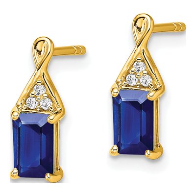 14K Yellow Gold Sapphire & Diamond Dangle Earrings – view 2