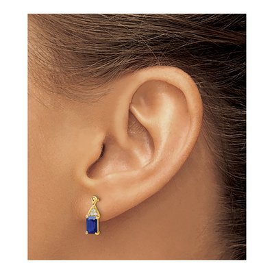 14K Yellow Gold Sapphire & Diamond Dangle Earrings – view 3