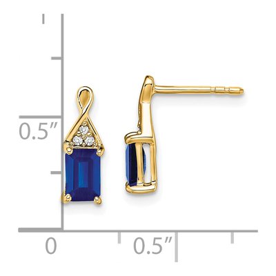 14K Yellow Gold Sapphire & Diamond Dangle Earrings – view 4