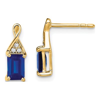 14K Yellow Gold Sapphire & Diamond Dangle Earrings
