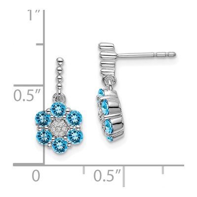 14K White Gold Swiss Blue Topaz & Diamond Dangle Earrings – view 4