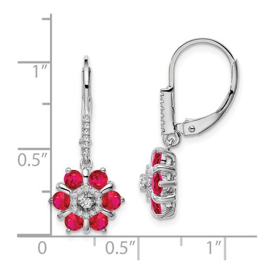14K White Gold 1/7 ct tw Ruby & Diamond Leverback Earrings – view 2