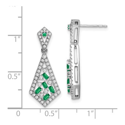 14K White Gold 0.6 ct tw Emerald & Diamond Kite Dangle Earrings – view 4