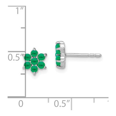 14K White Gold 2mm Round Emerald Floral Stud Earrings – view 4