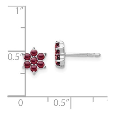 14K White Gold 2mm Round Garnet Floral Button Stud Earrings – view 4
