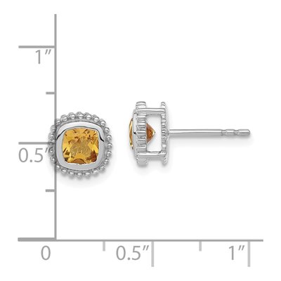 10K White Gold 5mm Citrine Cushion Stud Earrings – view 5