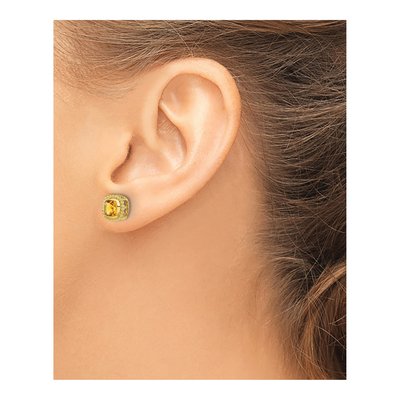 10K Yellow Gold 5mm Citrine Cushion Stud Earrings – view 3