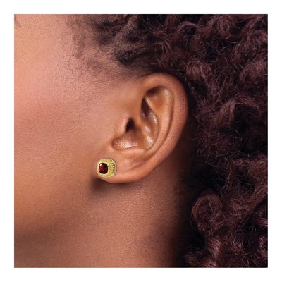 10K Yellow Gold 5mm Garnet Cushion Stud Earrings – view 3