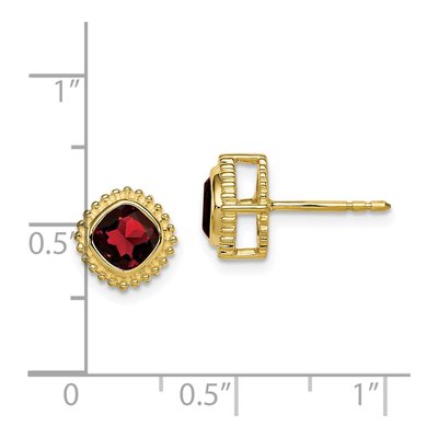 10K Yellow Gold 5mm Garnet Cushion Stud Earrings – view 4