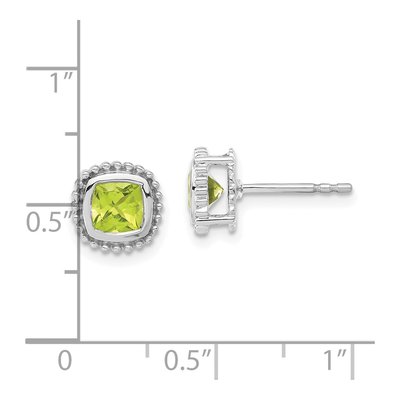 10K White Gold 5mm Peridot Cushion Stud Earrings – view 4