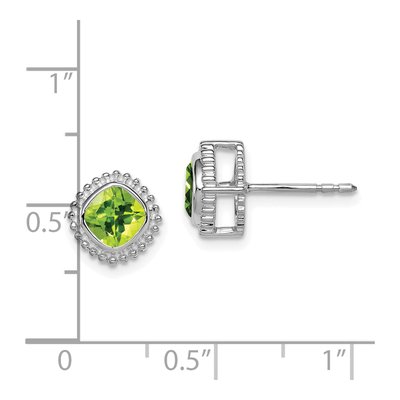 14K White Gold 5mm Peridot Cushion Stud Earrings – view 4