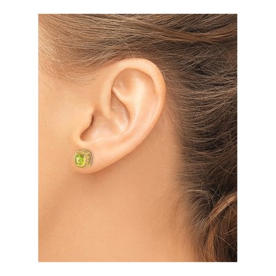 14K Yellow Gold 5mm Peridot Cushion Stud Earrings – view 3