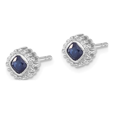 10K White Gold 3.4mm Sapphire Cushion Stud Earrings – view 3