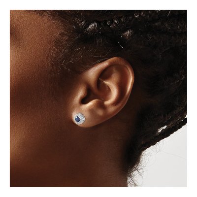 10K White Gold 3.4mm Sapphire Cushion Stud Earrings – view 4