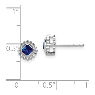 10K White Gold 3.4mm Sapphire Cushion Stud Earrings – view 5