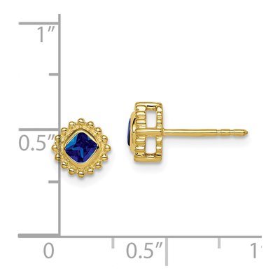 10K Yellow Gold 3.4mm Sapphire Cushion Stud Earrings – view 3