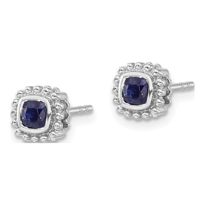 14K White Gold 3.4mm Sapphire Cushion Stud Earrings – view 2