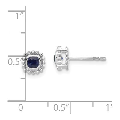 14K White Gold 3.4mm Sapphire Cushion Stud Earrings – view 4