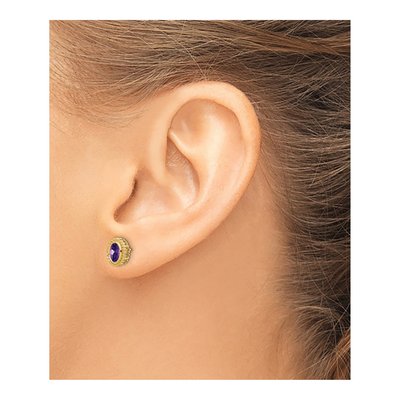 14K Yellow Gold Amethyst Oval Stud Earrings – view 3