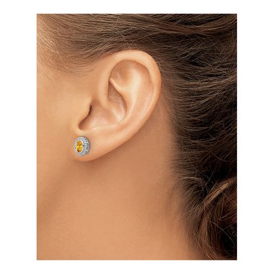 10K White Gold Citrine Oval Stud Earrings – view 3