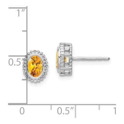 10K White Gold Citrine Oval Stud Earrings – view 4