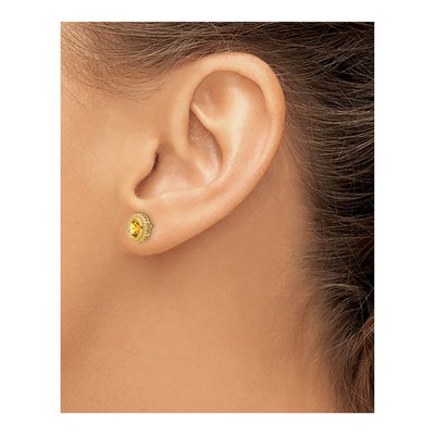 14K Yellow Gold Citrine Oval Stud Earrings – view 3