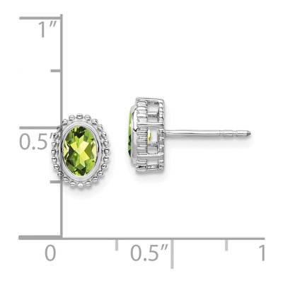 10K White Gold Peridot Oval Stud Earrings – view 5