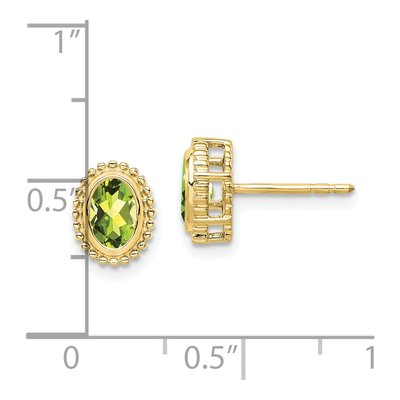 10K Yellow Gold Peridot Oval Stud Earrings – view 5