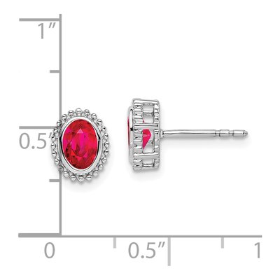 14K White Gold Ruby Oval Stud Earrings – view 4