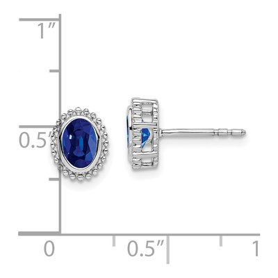14K White Gold Sapphire Oval Stud Earrings – view 4