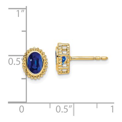 14K Yellow Gold Sapphire Oval Stud Earrings – view 4