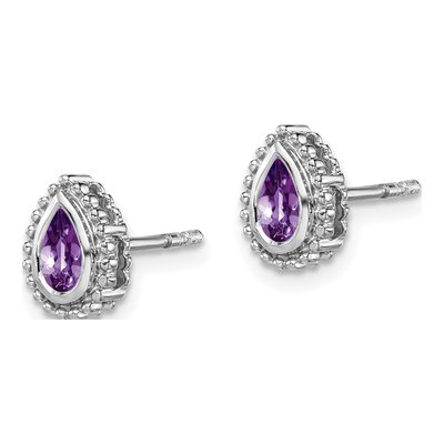 14K White Gold Pear Amethyst Post Earrings – view 2