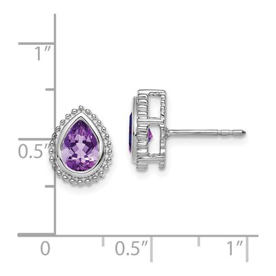14K White Gold Pear Amethyst Post Earrings – view 4