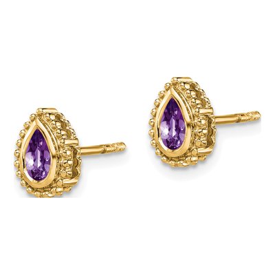 14K Yellow Gold Amethyst Pear Stud Earrings – view 2