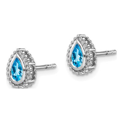 14K White Gold Swiss Blue Topaz Pear Stud Earrings – view 2