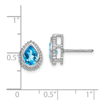 14K White Gold Swiss Blue Topaz Pear Stud Earrings – view 4