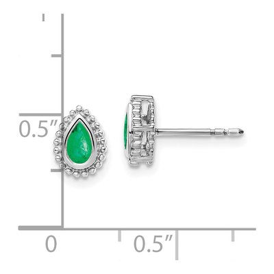 14K White Gold Emerald Pear Stud Earrings – view 4