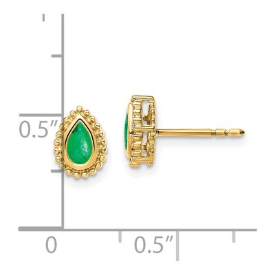 14K Yellow Gold Emerald Pear Stud Earrings – view 4