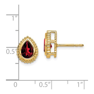 14K Yellow Gold Garnet Pear Stud Earrings – view 4