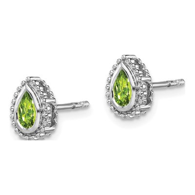 14K White Gold Peridot Pear Stud Earrings – view 2