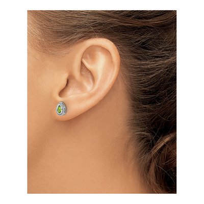 14K White Gold Peridot Pear Stud Earrings – view 3
