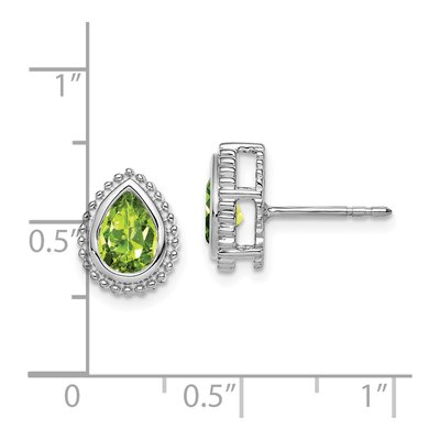 14K White Gold Peridot Pear Stud Earrings – view 4