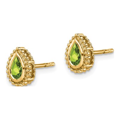 14K Yellow Gold Peridot Pear Stud Earrings – view 2