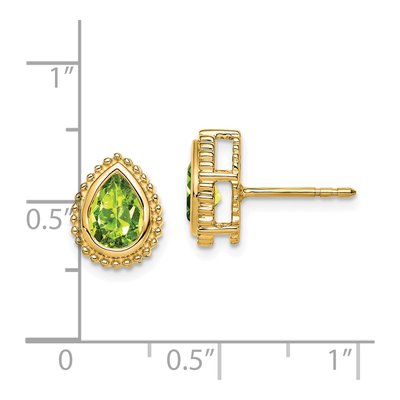 14K Yellow Gold Peridot Pear Stud Earrings – view 4