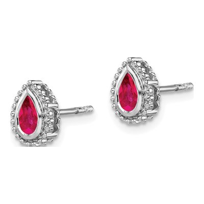 14K White Gold Ruby Pear Stud Earrings – view 2