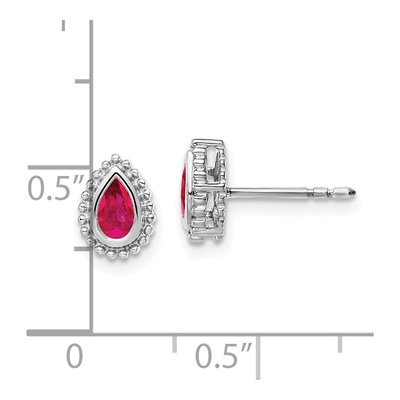 14K White Gold Ruby Pear Stud Earrings – view 4